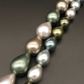 Shell Pearl Beads,Drop,Dyed,Mixed color,15*20mm,Hole:1.5mm,about 21pcs/strand,about 120g/strand,5 strands/package,16"(40cm),XBSP00295hobb-L001