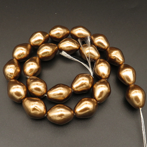 Shell Pearl Beads,Drop,Dyed,Champagne,15*20mm,Hole:1.5mm,about 22pcs/strand,about 105g/strand,5 strands/package,16"(40cm),XBSP00298hobb-L001