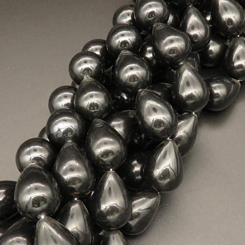 Shell Pearl Beads,Drop,Dyed,Black,18*25mm,Hole:1.5mm,about 16pcs/strand,about 180g/strand,5 strands/package,16"(40cm),XBSP00301hobb-L001