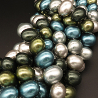 Shell Pearl Beads,Egg shape,Dyed,Mixed color,16*20mm,Hole:1.5mm,about 25pcs/strand,about 180g/strand,5 strands/package,16"(40cm),XBSP00303hobb-L001