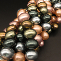 Shell Pearl Beads,Egg shape,Dyed,Mixed color,16*20mm,Hole:1.5mm,about 25pcs/strand,about 180g/strand,5 strands/package,16"(40cm),XBSP00304hobb-L001