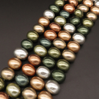 Shell Pearl Beads,Egg shape,Dyed,Mixed color,16*20mm,Hole:1.5mm,about 25pcs/strand,about 180g/strand,5 strands/package,16"(40cm),XBSP00306hobb-L001