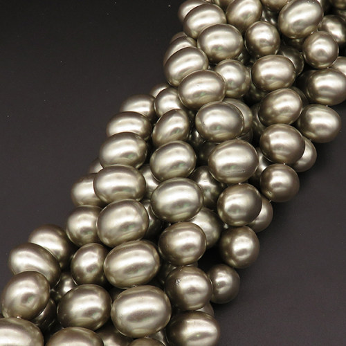Shell Pearl Beads,Egg shape,Dyed,Grey,16*20mm,Hole:1.5mm,about 25pcs/strand,about 180g/strand,5 strands/package,16"(40cm),XBSP00308hobb-L001