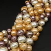 Shell Pearl Beads,Egg shape,Dyed,Mixed color,14*13*18mm,Hole:1.5mm,about 27pcs/strand,about 140g/strand,5 strands/package,16"(40cm),XBSP00312hobb-L001
