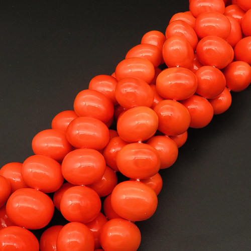 Shell Pearl Beads,Egg shape,Dyed,Orange red,14*13*18mm,Hole:1.5mm,about 27pcs/strand,about 140g/strand,5 strands/package,16"(40cm),XBSP00313hobb-L001