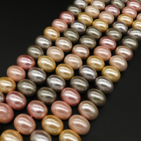 Shell Pearl Beads,Egg shape,Dyed,Mixed color,13*17mm,Hole:1.5mm,about 30pcs/strand,about 150g/strand,5 strands/package,16"(40cm),XBSP00315hobb-L001