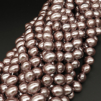 Shell Pearl Beads,Egg shape,Dyed,purple,12*16mm,Hole:1mm,about 30pcs/strand,about 110g/strand,5 strands/package,16"(40cm),XBSP00319hobb-L001