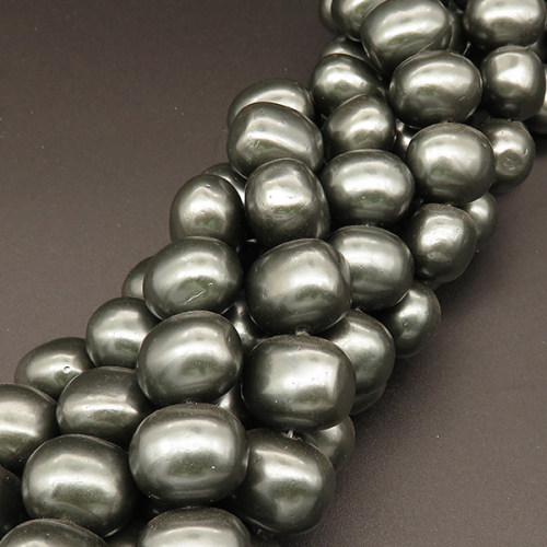Shell Pearl Beads,Egg shape,Dyed,Dark green,12*16mm,Hole:1mm,about 30pcs/strand,about 110g/strand,5 strands/package,16"(40cm),XBSP00320hobb-L001