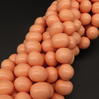 Shell Pearl Beads,Egg shape,Dyed,Rouge,12*15mm,Hole:1mm,about 32pcs/strand,about 130g/strand,5 strands/package,16"(40cm),XBSP00322hobb-L001