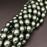 Shell Pearl Beads,Egg shape,Dyed,Dark green,15*19mm,Hole:1.5mm,about 21pcs/strand,about 135g/strand,5 strands/package,16"(40cm),XBSP00325hobb-L001