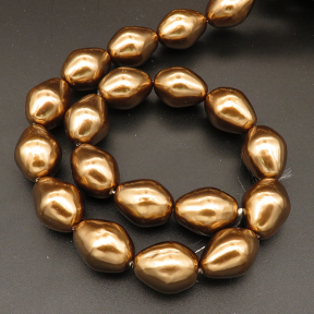 Shell Pearl Beads,Oval,Dyed,Champagne,14*18mm,Hole:1.5mm,about 22pcs/strand,about 115g/strand,5 strands/package,16"(40cm),XBSP00331hobb-L001