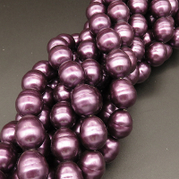 Shell Pearl Beads,Thread Oval,Dyed,Purple,13*17mm,Hole:1mm,about 24pcs/strand,about 95g/strand,5 strands/package,15"(39cm),XBSP00333hobb-L001