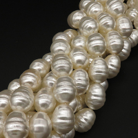 Shell Pearl Beads,Thread Oval,Dyed,White,13*17mm,Hole:1mm,about 24pcs/strand,about 95g/strand,5 strands/package,15"(39cm),XBSP00334hobb-L001