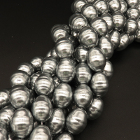 Shell Pearl Beads,Thread Oval,Dyed,Silver grey,13*17mm,Hole:1mm,about 24pcs/strand,about 95g/strand,5 strands/package,15"(39cm),XBSP00335hobb-L001