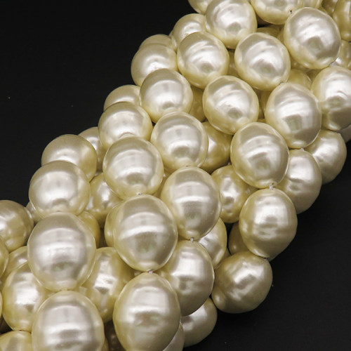 Shell Pearl Beads,Oval,Dyed,White,15*18mm,Hole:1.5mm,about 23pcs/strand,about 115g/strand,5 strands/package,16"(40cm),XBSP00339hobb-L001