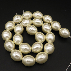 Shell Pearl Beads,Oval,Dyed,White,15*18mm,Hole:1.5mm,about 23pcs/strand,about 115g/strand,5 strands/package,16"(40cm),XBSP00339hobb-L001