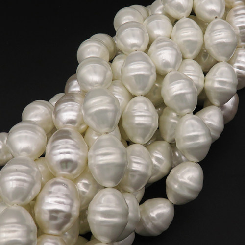Shell Pearl Beads,Oval,Dyed,White,12*16mm,Hole:1mm,about 24pcs/strand,about 75g/strand,5 strands/package,16"(40cm),XBSP00342hobb-L001