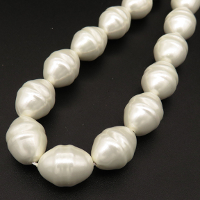 Shell Pearl Beads,Oval,Dyed,White,12*16mm,Hole:1mm,about 24pcs/strand,about 75g/strand,5 strands/package,16"(40cm),XBSP00342hobb-L001