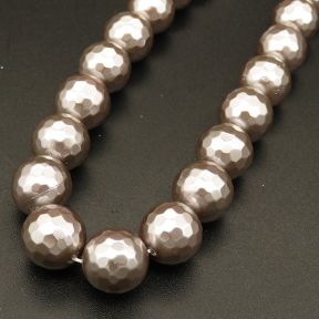Shell Pearl Beads,Round,Faceted,Dyed,Silver grey,10mm,Hole:1mm,about 38pcs/strand,about 55g/strand,5 strands/package,15"(38cm),XBSP00345bhia-L001