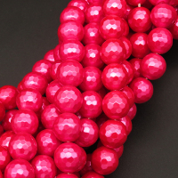 Shell Pearl Beads,Round,Faceted,Dyed,Rose Red,10mm,Hole:1mm,about 38pcs/strand,about 55g/strand,5 strands/package,15"(38cm),XBSP00363bhia-L001