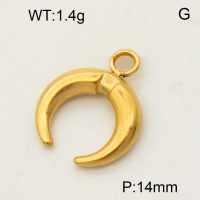 304 Stainless Steel Pendant & Charms,Horn,Polished,Vacuum plating gold,14mm,about 1.4g/pc,5 pcs/package,PP4000004vaii-900