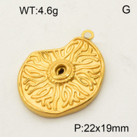 304 Stainless Steel Pendant & Charms,Chrysanthemum,Hand polished,Vacuum plating gold,19x22mm,about 4.6g/pc,5 pcs/package,PP4000008avja-900