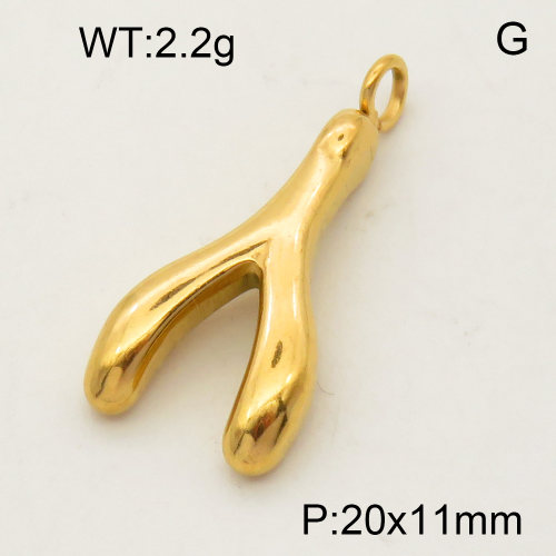304 Stainless Steel Pendant & Charms,Slingshot,Polished,Vacuum plating gold,11x20mm,about 2.1g/pc,5 pcs/package,PP4000018vail-900