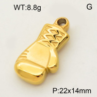 304 Stainless Steel Pendant & Charms,Gloves,Polished,Vacuum plating gold,14x22mm,about 4.1g/pc,5 pcs/package,PP4000028avja-900