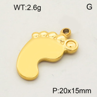 304 Stainless Steel Pendant & Charms,Sole,Polished,Vacuum plating gold,15x20mm,about 5.3g/pc,5 pcs/package,PP4000036vaii-900