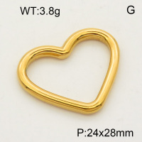 304 Stainless Steel Linking rings,Heart,Polished,Vacuum plating gold,24x28mm,about 2.9g/pc,5 pcs/package,PP4000038avja-900
