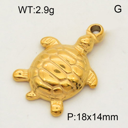 304 Stainless Steel Pendant & Charms,Tortoise,Polished,Vacuum plating gold,14x18mm,about 2.1g/pc,5 pcs/package,PP4000054vaii-900