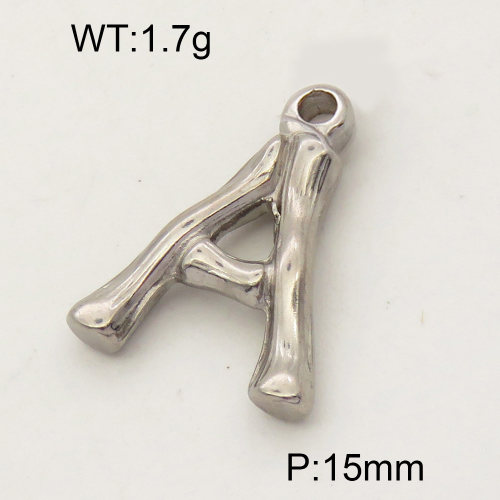 304 Stainless Steel Pendant & Charms,The letter A,Polished,True color,15mm,about 1.3g/pc,5 pcs/package,PP4000073aahi-900