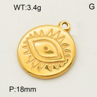 304 Stainless Steel Pendant & Charms,Devil Eye,Polished,Vacuum plating gold,18mm,about 0.9g/pc,5 pcs/package,PP4000138vaii-900