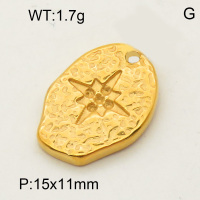 304 Stainless Steel Pendant & Charms,Star of David,Polished,Vacuum plating gold,11x15mm,about 2.3g/pc,5 pcs/package,PP4000150vaii-900