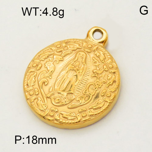 304 Stainless Steel Pendant & Charms,Faith,Polished,Vacuum plating gold,18mm,about 7.2g/pc,5 pcs/package,PP4000154vail-900