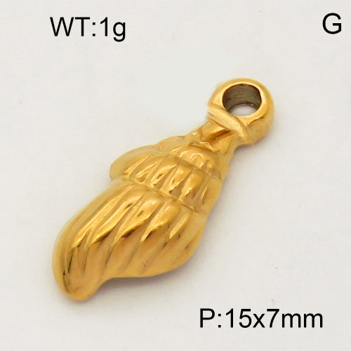 304 Stainless Steel Pendant & Charms,Conch,Polished,Vacuum plating gold,7x15mm,about 4.8g/pc,5 pcs/package,PP4000156aaho-900