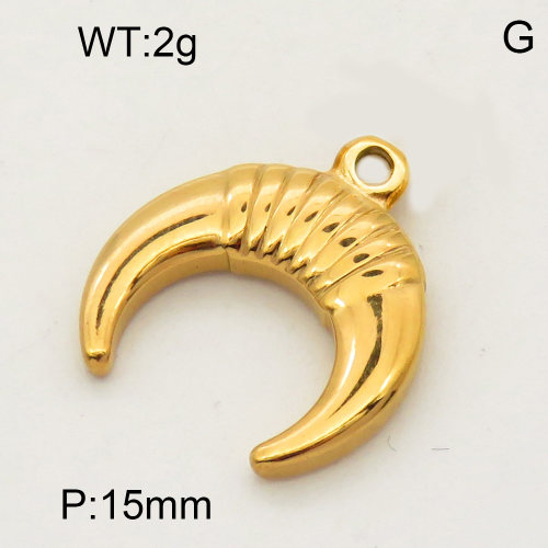 304 Stainless Steel Pendant & Charms,Horn,Polished,Vacuum plating gold,15mm,about 2.8g/pc,5 pcs/package,PP4000164vaia-900