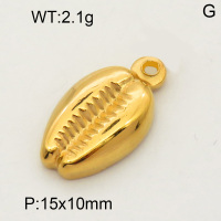 304 Stainless Steel Pendant & Charms,Conch,Polished,Vacuum plating gold,10x15mm,about 3.6g/pc,5 pcs/package,PP4000166aaho-900