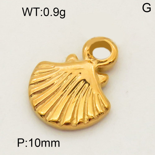 304 Stainless Steel Pendant & Charms,Shell,Polished,Vacuum plating gold,10mm,about 1.1g/pc,5 pcs/package,PP4000174aahl-900