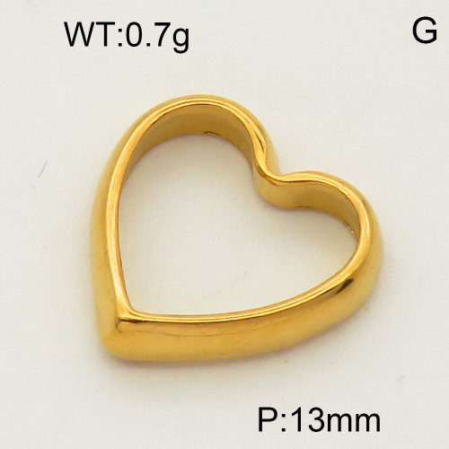 304 Stainless Steel Linking rings,Heart,Polished,Vacuum plating gold,13mm,about 1.8g/pc,5 pcs/package,PP4000178aahm-900