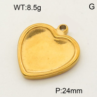 304 Stainless Steel Pendant & Charms,Heart,Polished,Vacuum plating gold,24mm,about 3.0g/pc,5 pcs/package,PP4000184aaij-900