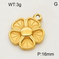 304 Stainless Steel Pendant & Charms,Cherry blossoms,Polished,Vacuum plating gold,16mm,about 3.6g/pc,5 pcs/package,PP4000305aaho-900
