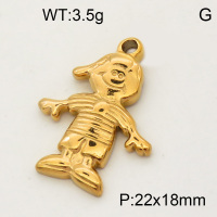 304 Stainless Steel Pendant & Charms,Boy,Polished,Vacuum plating gold,18x22mm,about 1.7g/pc,5 pcs/package,PP4000324aaio-900