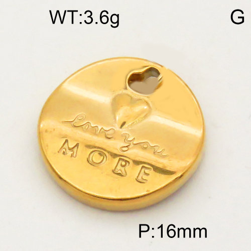 304 Stainless Steel Pendant & Charms,Heart,Polished,Vacuum plating gold,16mm,about 1.3g/pc,5 pcs/package,PP4000328vaia-900