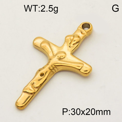 304 Stainless Steel Pendant & Charms,Faith cross,Polished,Vacuum plating gold,20x30mm,about 2.4g/pc,5 pcs/package,PP4000342vaia-900