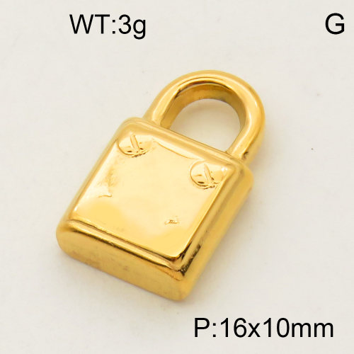 304 Stainless Steel Pendant & Charms,Padlock,Polished,Vacuum plating gold,10x16mm,about 2.5g/pc,5 pcs/package,PP4000358aahp-900
