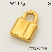 304 Stainless Steel Pendant & Charms,Padlock,Polished,Vacuum plating gold,8x12mm,about 13.2g/pc,5 pcs/package,PP4000362vaii-900