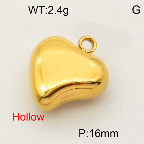 304 Stainless Steel Pendant & Charms,Hollow heart,Hand polished,Vacuum plating gold,16mm,about 7.4g/pc,5 pcs/package,PP4000366vajj-900
