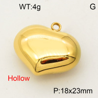 304 Stainless Steel Pendant & Charms,Hollow heart,Hand polished,Vacuum plating gold,18x23mm,about 3.2g/pc,5 pcs/package,PP4000376aakj-900