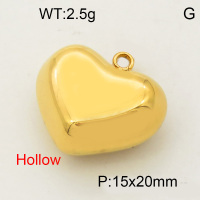 304 Stainless Steel Pendant & Charms,Hollow heart,Hand polished,Vacuum plating gold,15x20mm,about 2.3g/pc,5 pcs/package,PP4000382vajj-900